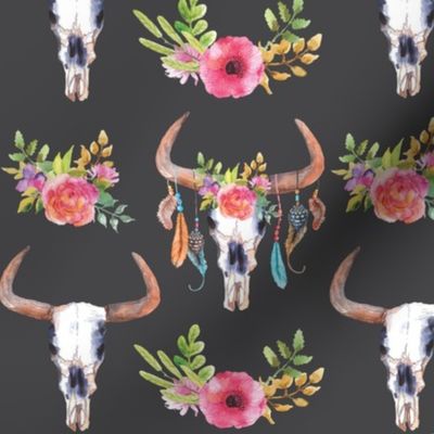 Flower Bull Skulls - Large