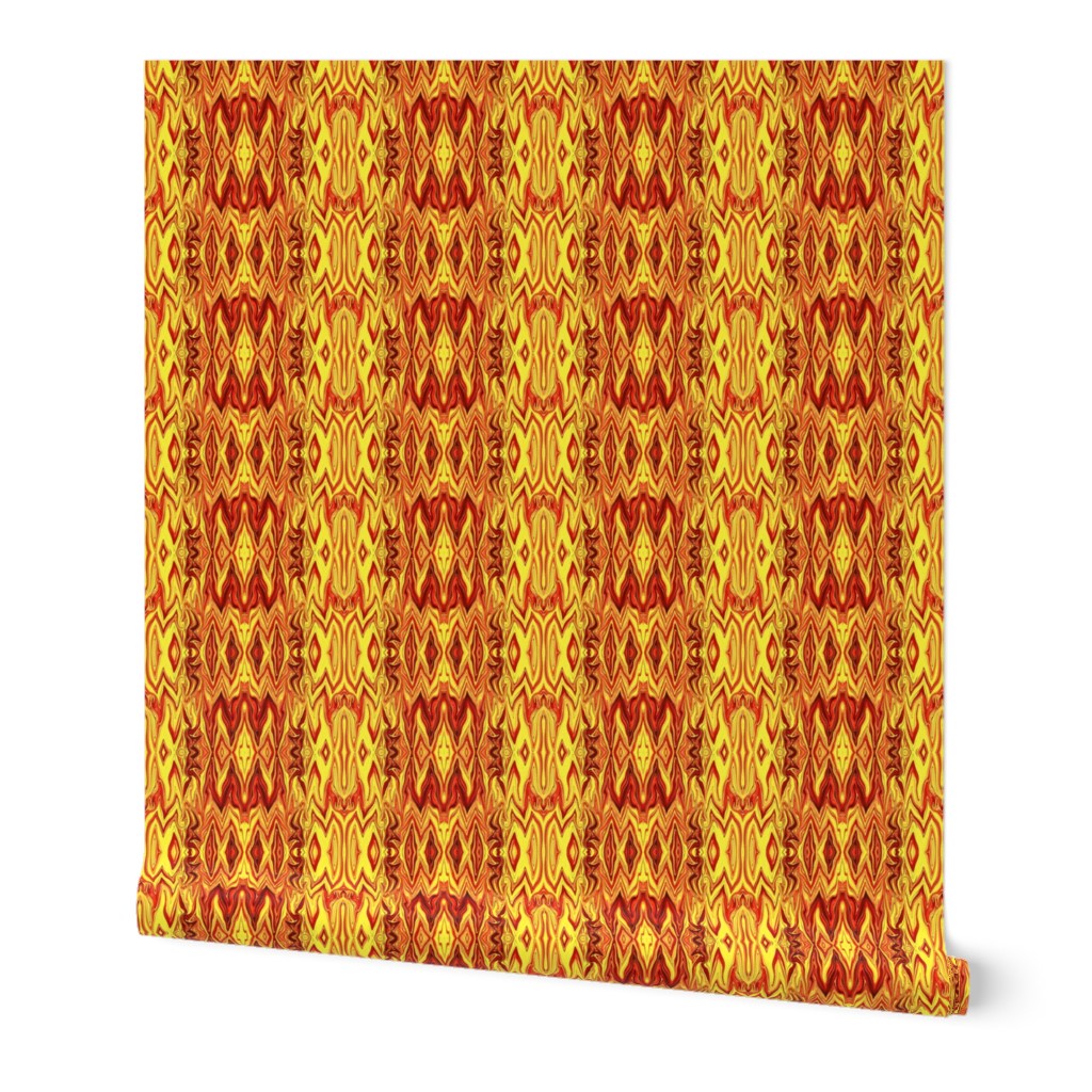 DGD8 - Medium - Rococo Digital Dalliance  with Hidden Gargoyles, in Orange and Yellow