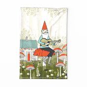 gnome tea towel fabric