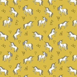 mustard unicorn fabric // unicorn fabric design simple unicorns