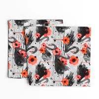 black swans and poppies