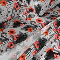 black swans and poppies