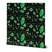 St. Patrick's Day green black geometric tangrams abstract green black