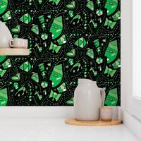 St. Patrick's Day green black geometric tangrams abstract green black