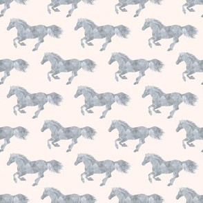 Watercolor Pony in Smoke Grey on Ivory