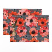 watercolor poppies on dark gray painted background