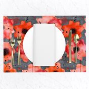 watercolor poppies on dark gray painted background