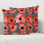 watercolor poppies on dark gray painted background