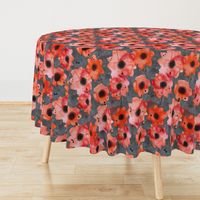 watercolor poppies on dark gray painted background