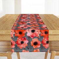 watercolor poppies on dark gray painted background