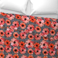 watercolor poppies on dark gray painted background