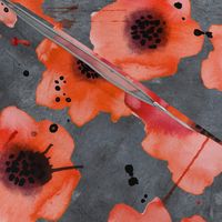 watercolor poppies on dark gray painted background