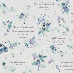 Scripture for Her Floral 2 on grey linen