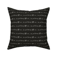 SMALL Sweet Dreams, Little One, Moon and Stars - Light Grey on Black Linen Texture