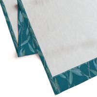 Eucalyptus leaves on teal