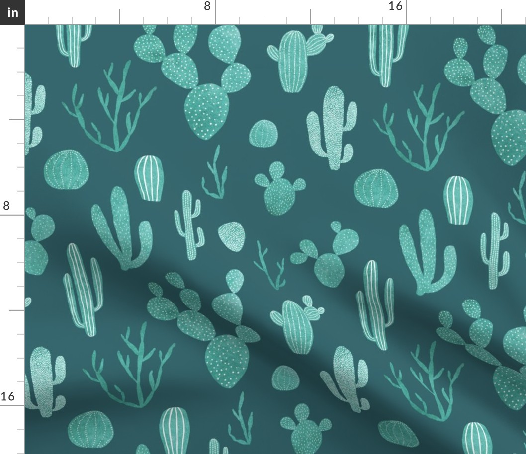 Blue cacti on teal