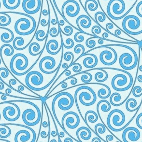 Blue Spiral Fronds - Larger