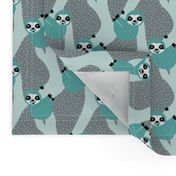 Sweet sloth tropical tree jungle animal print boys winter blue