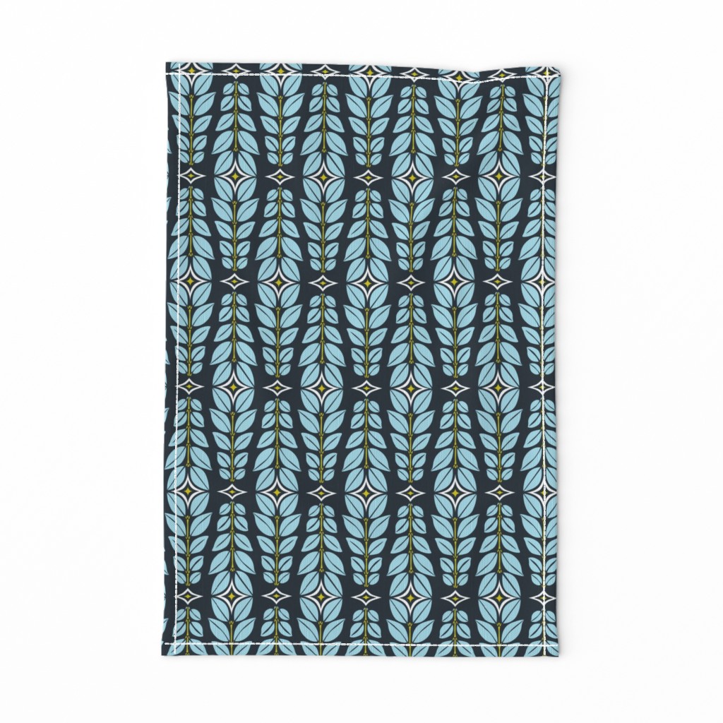 Cortlan - Retro Leaf Geometric Dark Blue and Ice Blue Regular Scale