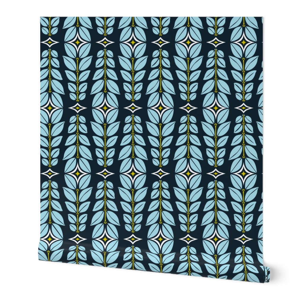 Cortlan - Retro Leaf Geometric Dark Blue and Ice Blue Regular Scale