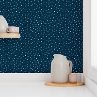 Snow polka dot on navy blue