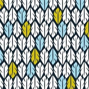 Foliar - Tropical Leaf Geometric Black Blue & Green