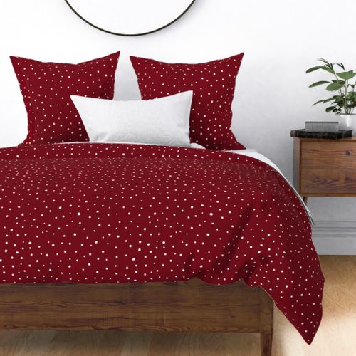 Snow polka dot on marsala red