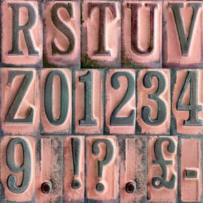 Vintage Rubber Stamps Alphabet - large