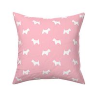 Westie west highland terrier dog silhouette blossom pink