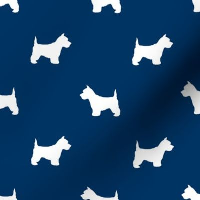 Westie west highland terrier dog silhouette navy