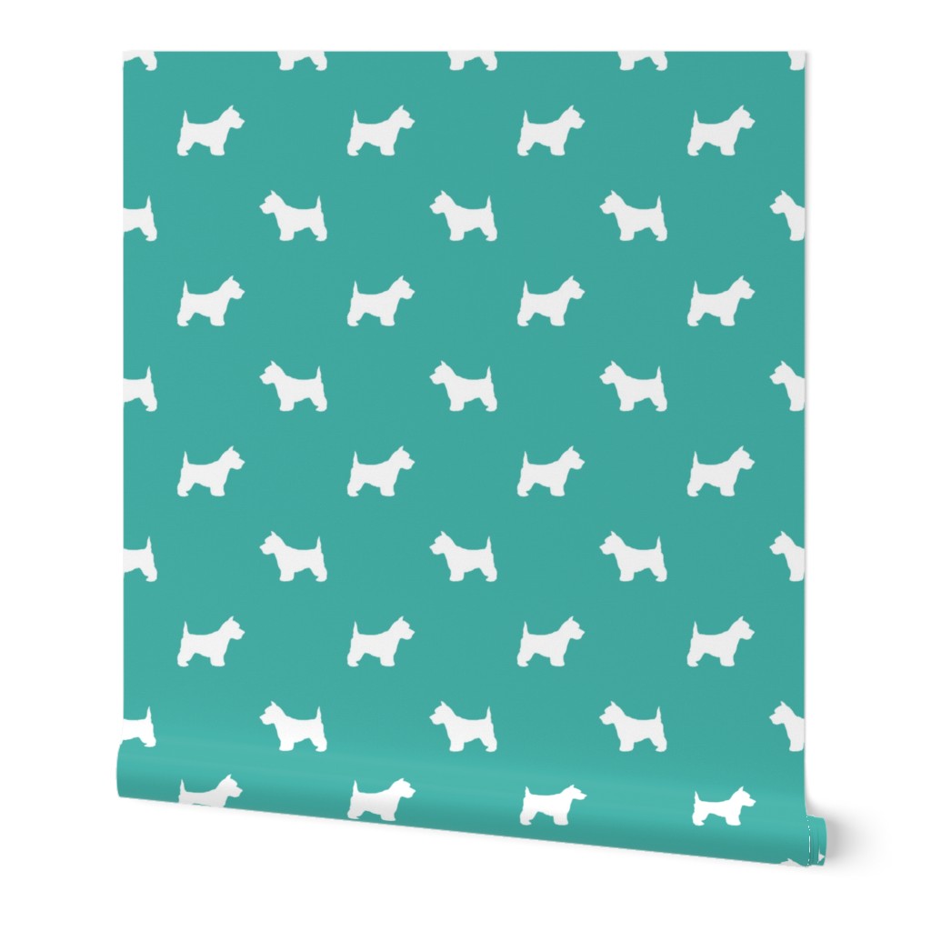 Westie west highland terrier dog silhouette turquoise