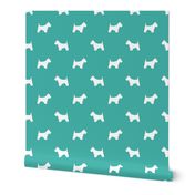 Westie west highland terrier dog silhouette turquoise