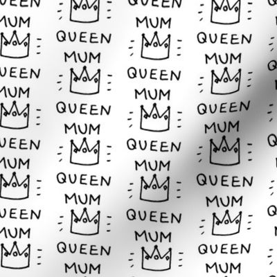 17-1AL English Queen Mum Mom Mother Black and White Words_Miss Chiff designs