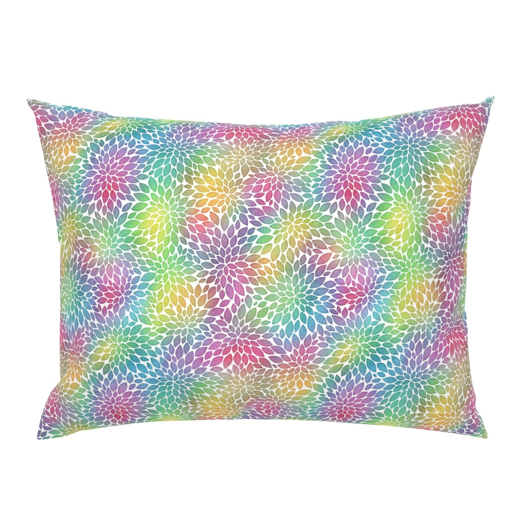 Bright Rainbow Watercolor Dahlia Pattern