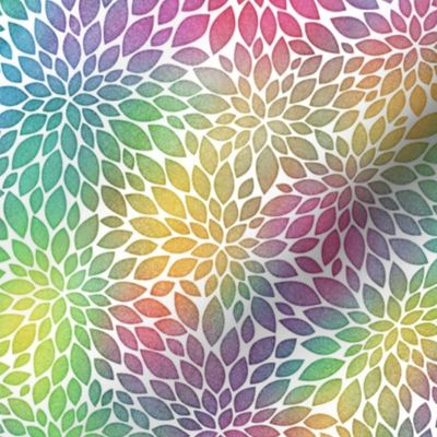 Bright Rainbow Watercolor Dahlia Pattern