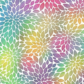 Bright Rainbow Watercolor Dahlia Pattern