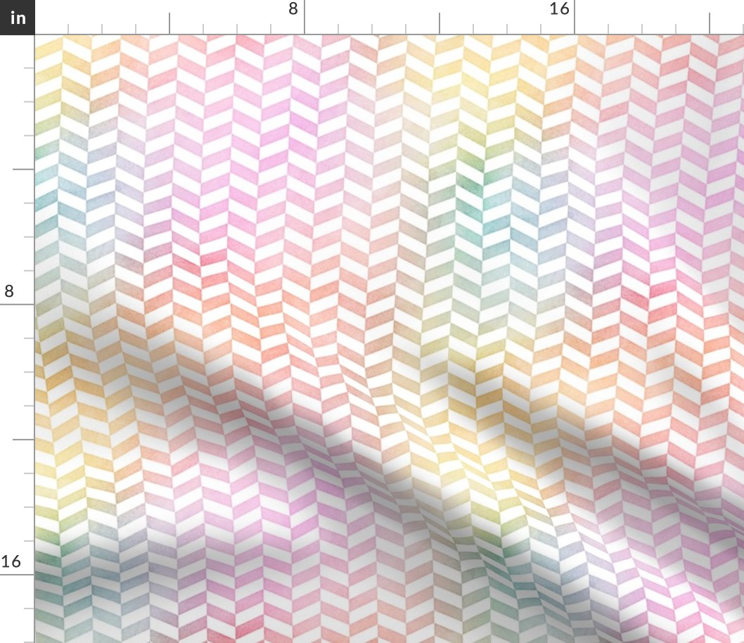 Pastel Rainbow Watercolor Herringbone Pattern 1