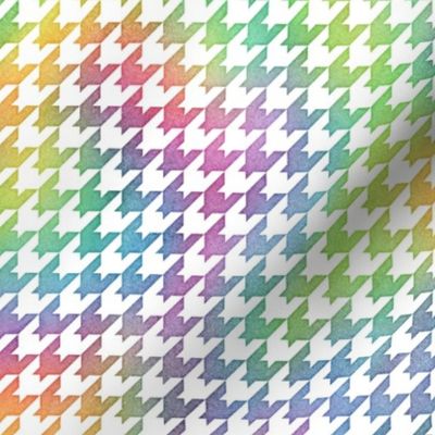 Bright Rainbow Watercolor Houndstooth Pattern