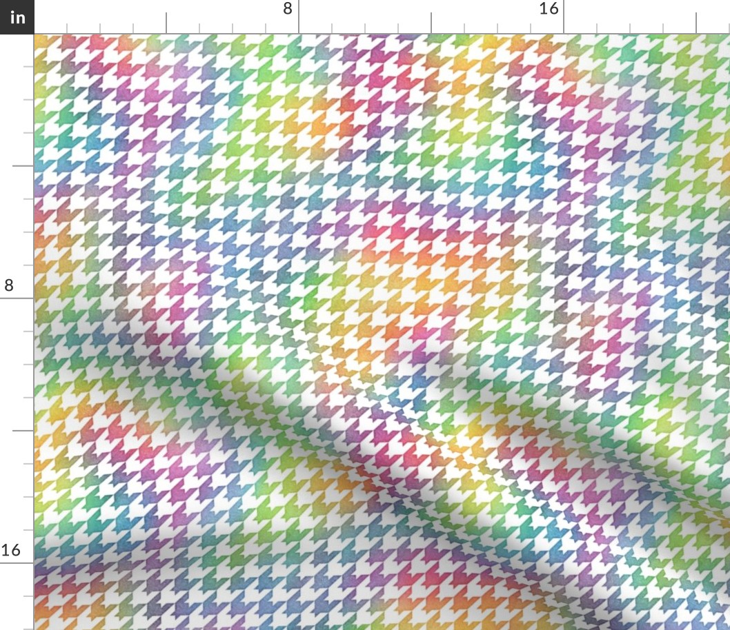 Bright Rainbow Watercolor Houndstooth Pattern