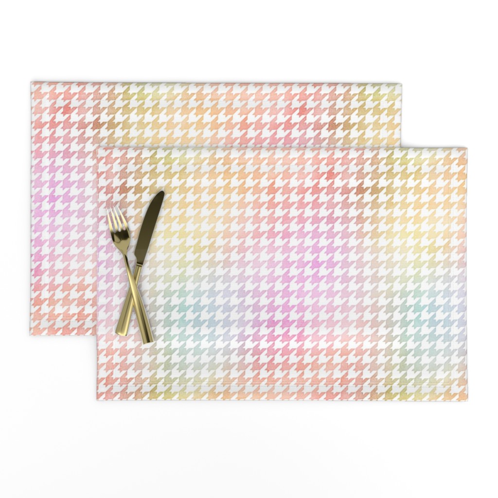 Pastel Rainbow Watercolor Houndstooth Pattern