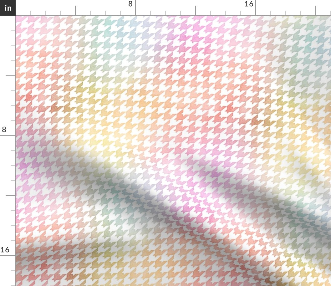 Pastel Rainbow Watercolor Houndstooth Pattern