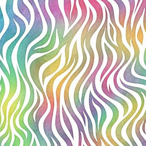 Bright Rainbow Watercolor Zebra Pattern