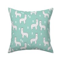 alpaca fabric // llama fabric design andrea lauren nursery mint fabric cute alpacas