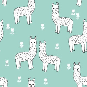 alpaca fabric // llama fabric design andrea lauren nursery mint fabric cute alpacas