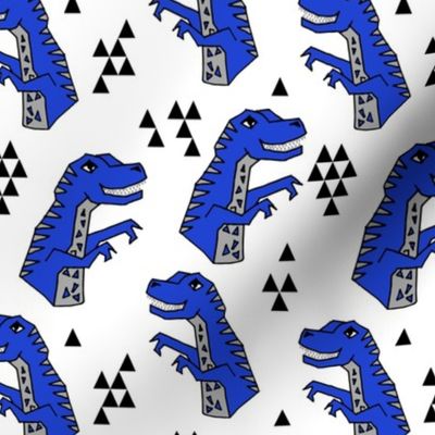 dinosaurs fabric // bright blue dino fabric andrea lauren design cute dinos