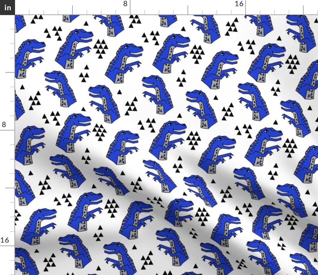 dinosaurs fabric // bright blue dino fabric andrea lauren design cute dinos
