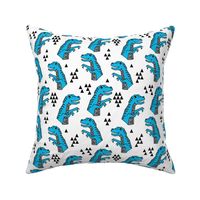 dinosaurs fabric // blue boys nursery dino fabric t-rex design andrea lauren