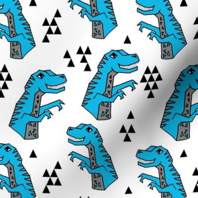 dinosaurs fabric // blue boys nursery dino fabric t-rex design andrea lauren