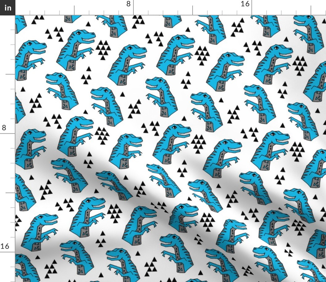 dinosaurs fabric // blue boys nursery dino fabric t-rex design andrea lauren