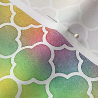 Bright Rainbow Watercolor Quatrefoil Pattern